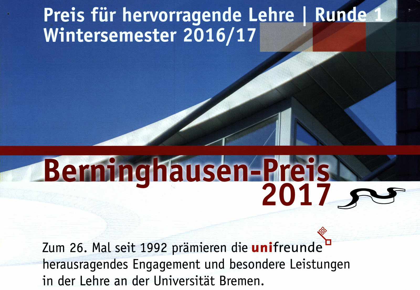 Ein Plakat der Berninghausen Stiftung von 2017, auf dem für Vorschläge aus der Studentenschaft geworben wird.